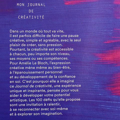 Journal de créativité | 100 défis pour lâcher prise | Amélie LE BLOCHLIVRESUneViePlusSaine