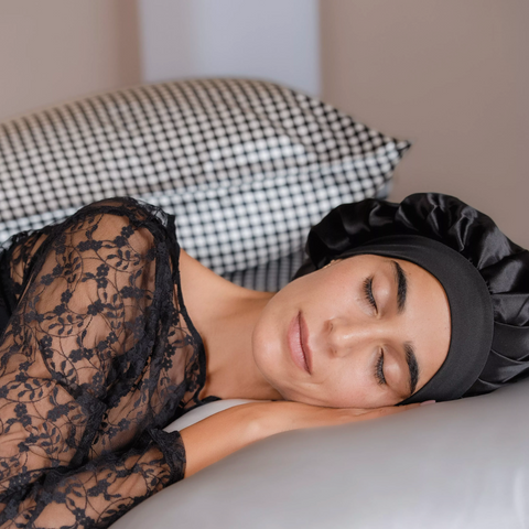 Bonnet de nuit en soie | Champagne, rose ou noir