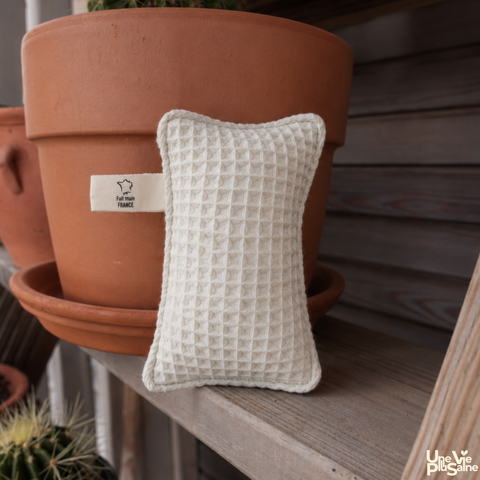 Éponge Lavable Coton Nid d'Abeille & jute | Fabriquée en France