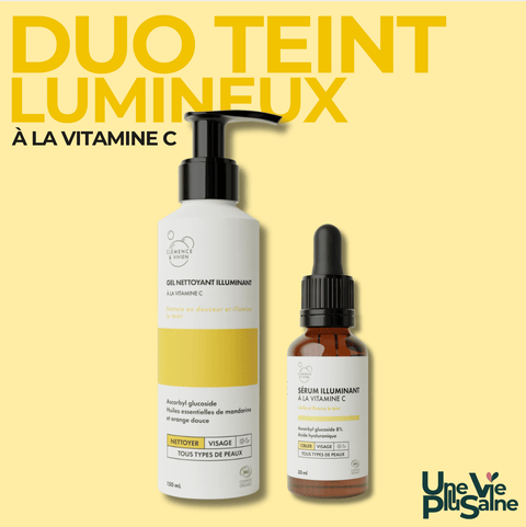 Gel nettoyant illuminant (150 ml) + Sérum illuminant Vitamine C (30 ml)coffretUneViePlusSaine