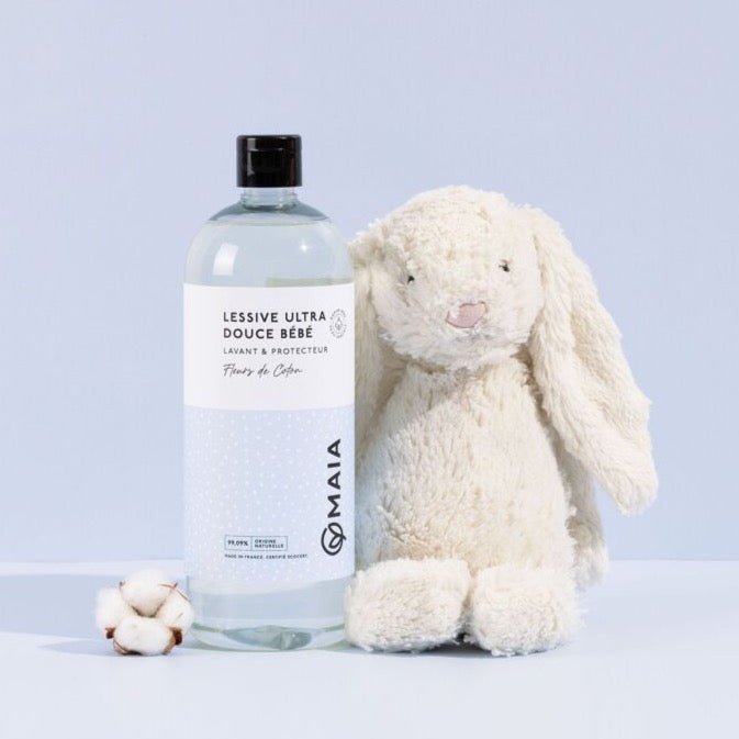 Lessive ultra douce bébé | Fleur de coton | 1L = 33 lavages | MAIALessiveUneViePlusSaine