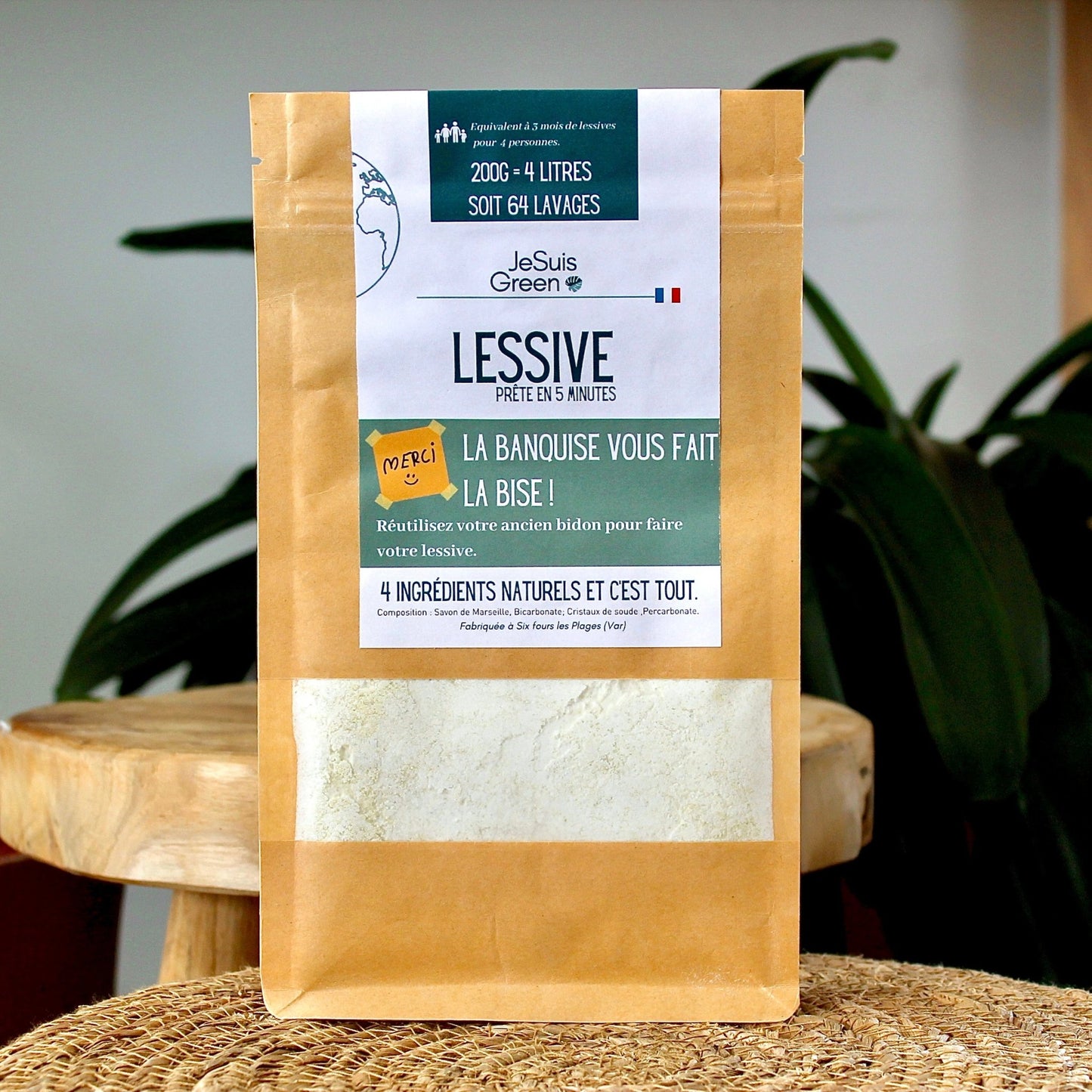 Lessive en poudre à diluer | Savon de Marseille | 32, 64 ou 160 lavages | 100, 200 ou 500gLessiveUneViePlusSaine