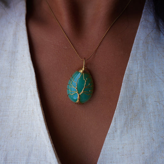 Le pendentif qui apporte de la douceur dans ton coeur | Aventurine | Acier inoxydablependentifUneViePlusSaine