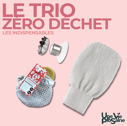 Le pack zéro déchet | Filet anti - gaspi + gant démaquillant + porte savonUneViePlusSaine