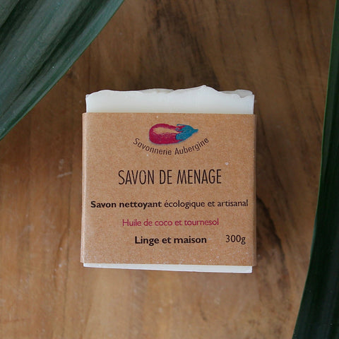 Savon ménager | Savon solide vaisselle | Multi - fonctions | Savonnerie aubergine | 300gSavon détachantUneViePlusSaine