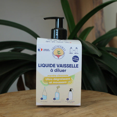 Kit de démarrage | Liquide vaisselle à diluer | Menthe citronnée | 1 sachet = 300mlsavon vaisselleUneViePlusSaine