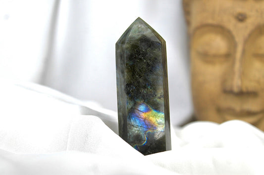 Pointe | Labradorite | 9 cm | Protection, énergie & réduction du stress et de l'anxiétéUneViePlusSaine